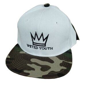 Crown Wsted Youth Classic Snapback Baseball Cap White and Camo New